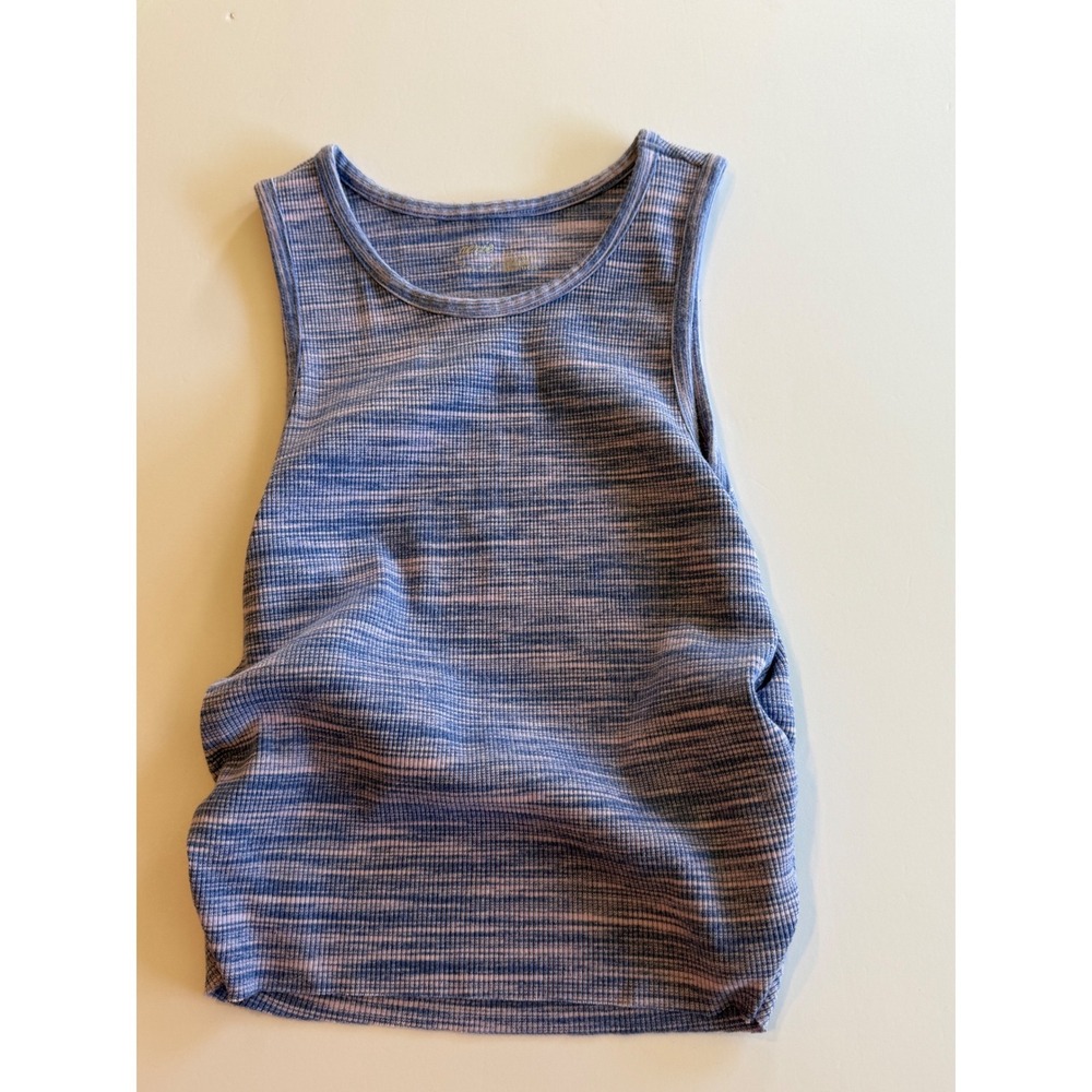 Aerie‎ Women Blue Space Dye Ribbed Knit Tank Top Sleeveless Crew Neck Size S